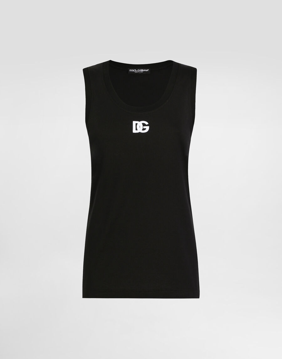 Oversize jersey tank top with DG logo embroidery