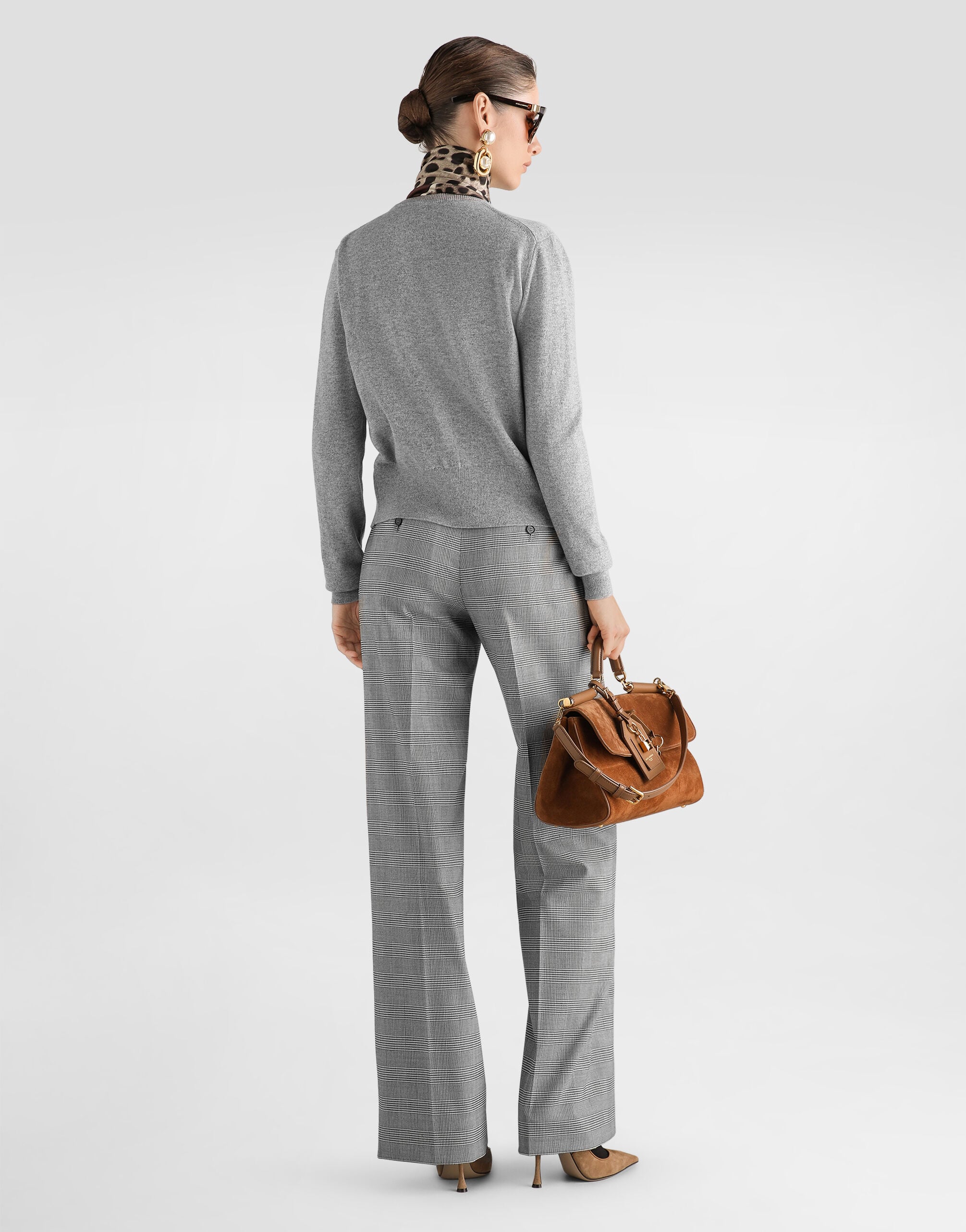 Glen plaid wool trousers in Multicolor for Women | Dolce&Gabbana® US