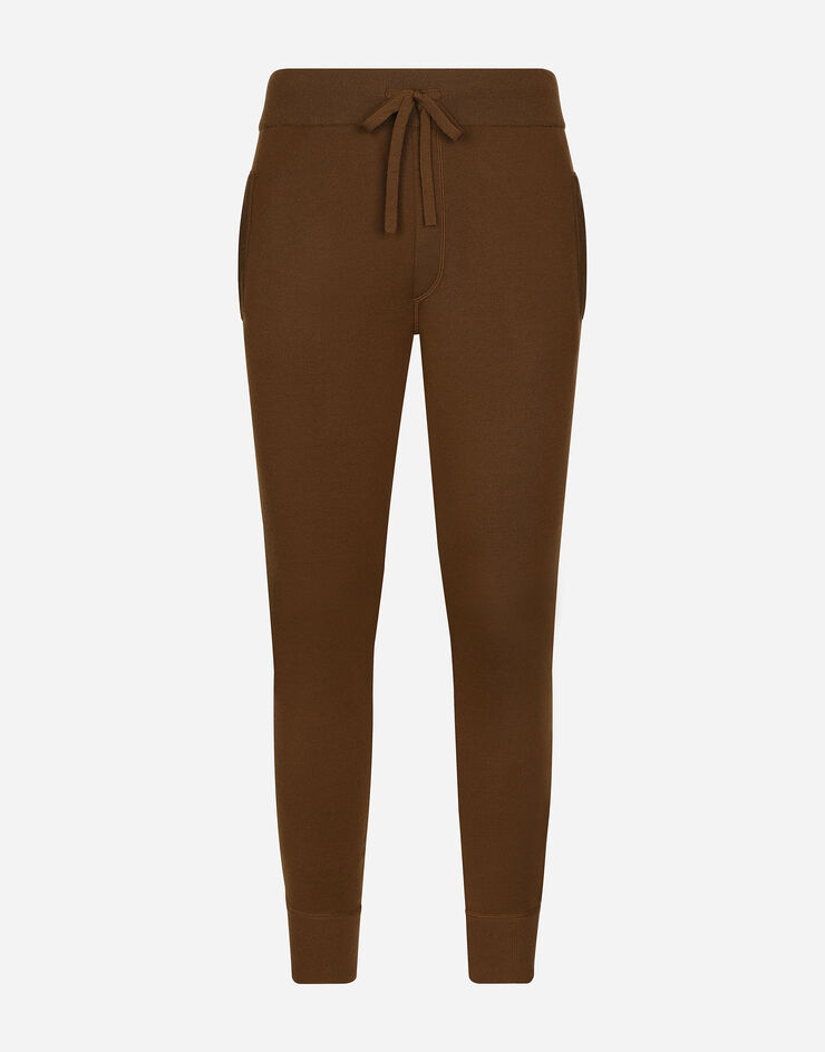 Dolce & Gabbana Wool and cashmere knit jogging pants Brown GXQ56TJFMQ2