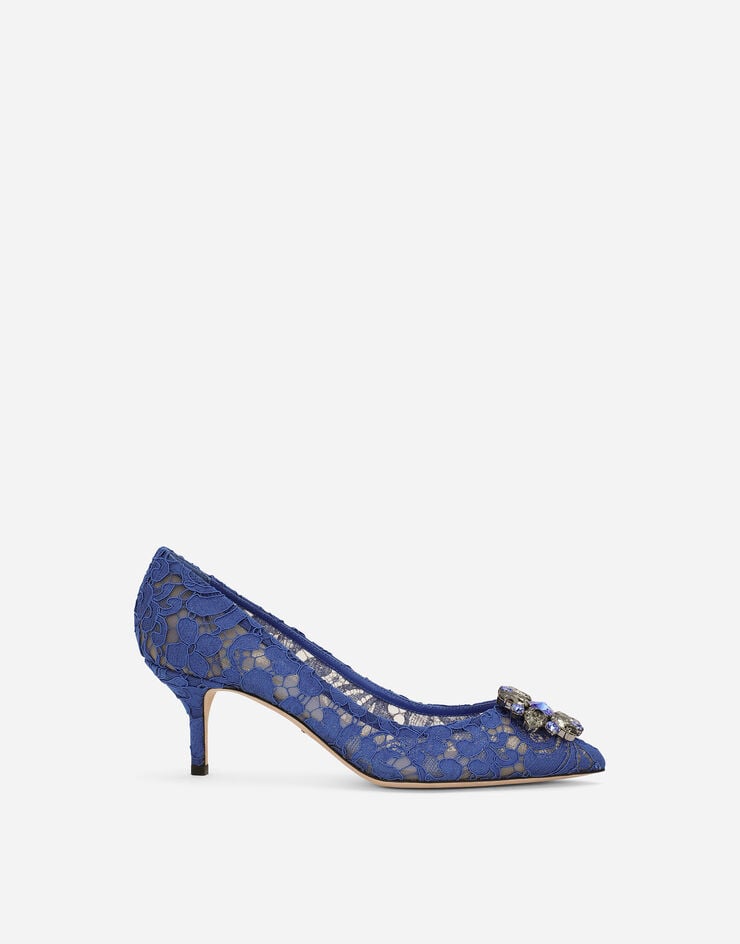 Dolce & Gabbana Zapato de salón rainbow de encaje con broche Azul CD0066AL198