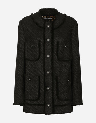 Dolce & Gabbana جاكيت تويد راشيل بصف أزرار واحد أسود F29YCTGDCLW