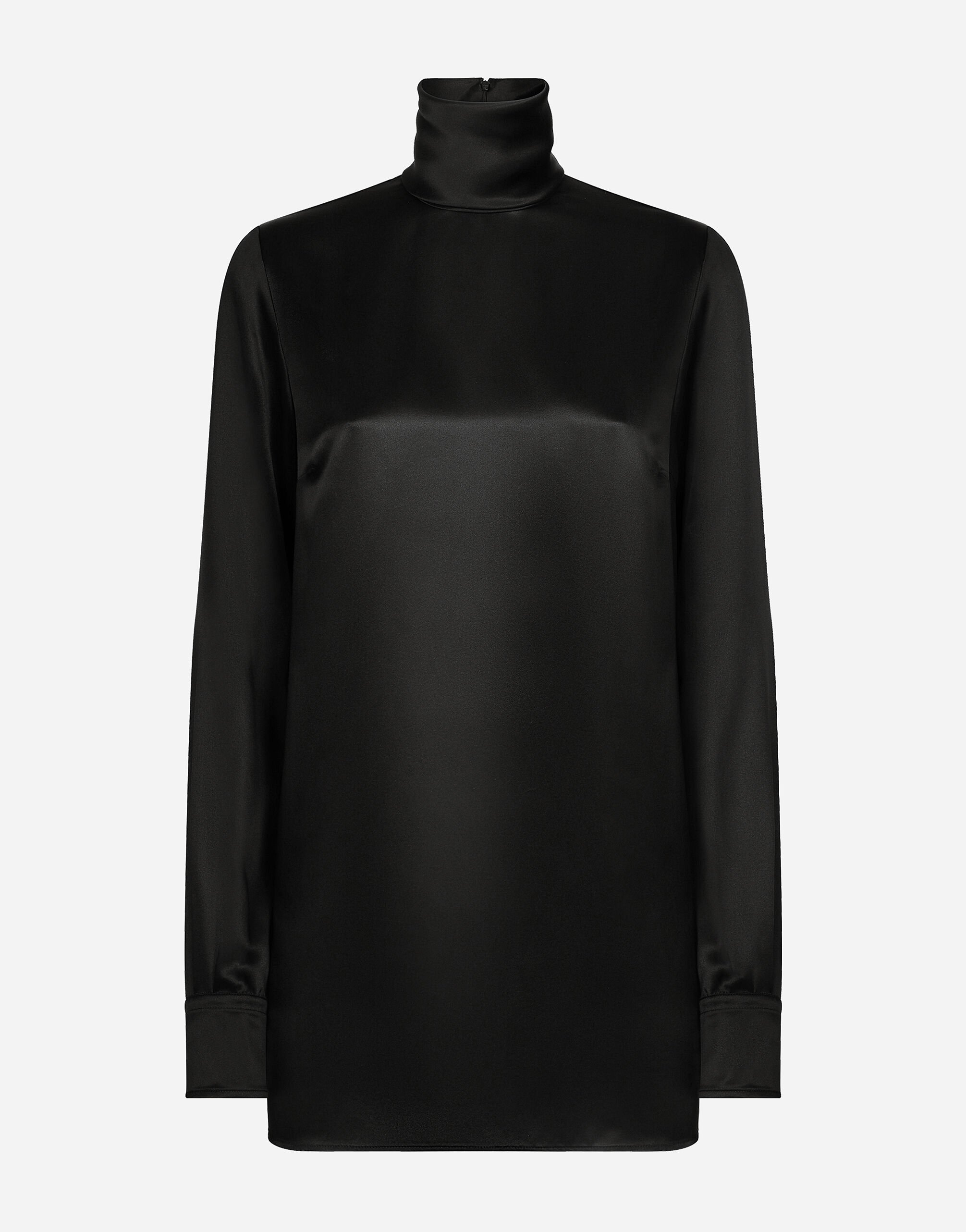 Black satin high neck top on sale