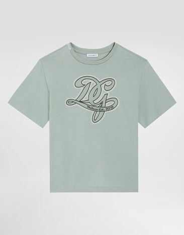 Dolce & Gabbana Jersey t-shirt with DG embroidery Green L4JTHVG7PRR