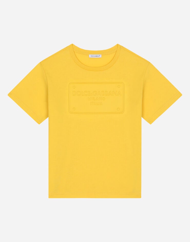 DolceGabbanaSpa Jersey T-shirt with embossed logo Yellow L4JTBLG7H6K