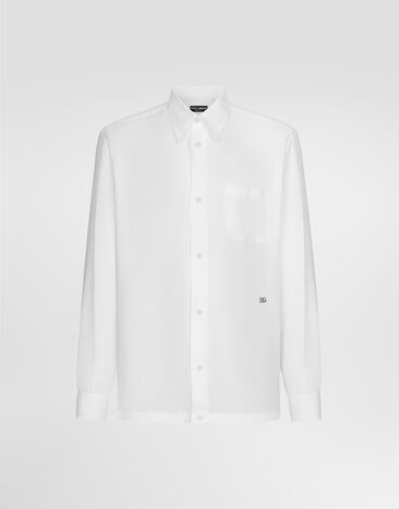 Dolce & Gabbana Льняная рубашка Hawaii с металлическим логотипом DG белый G5KJ0TGG866