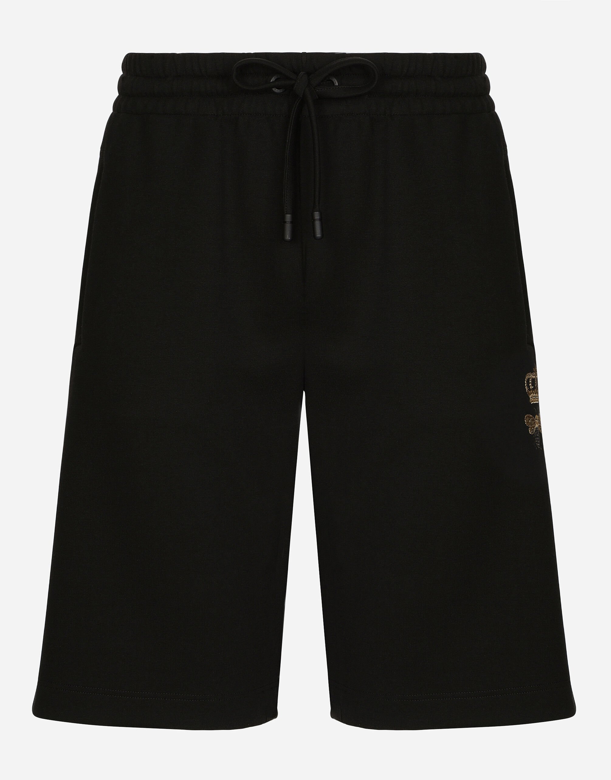 Dolce & Gabbana Jersey jogging shorts with embroidery Black VG4390VP187
