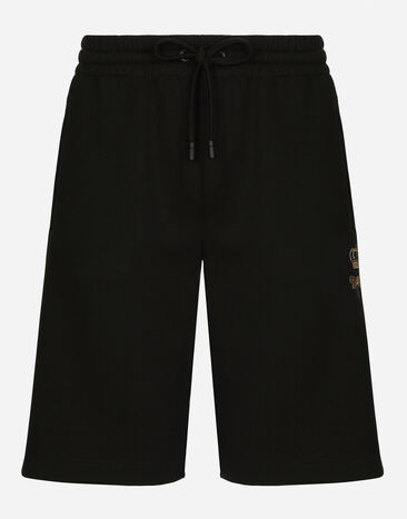 Dolce & Gabbana Jersey jogging shorts with embroidery Blue GVC4HTFUFMJ