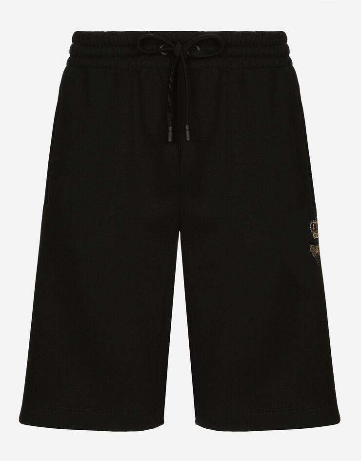 Dolce & Gabbana Jogging-Bermudas Jersey mit Stickerei Schwarz GVF8AZHU7H9