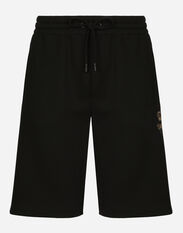 Dolce&Gabbana Jersey jogging shorts with embroidery black G8LZ1ZG7WUR