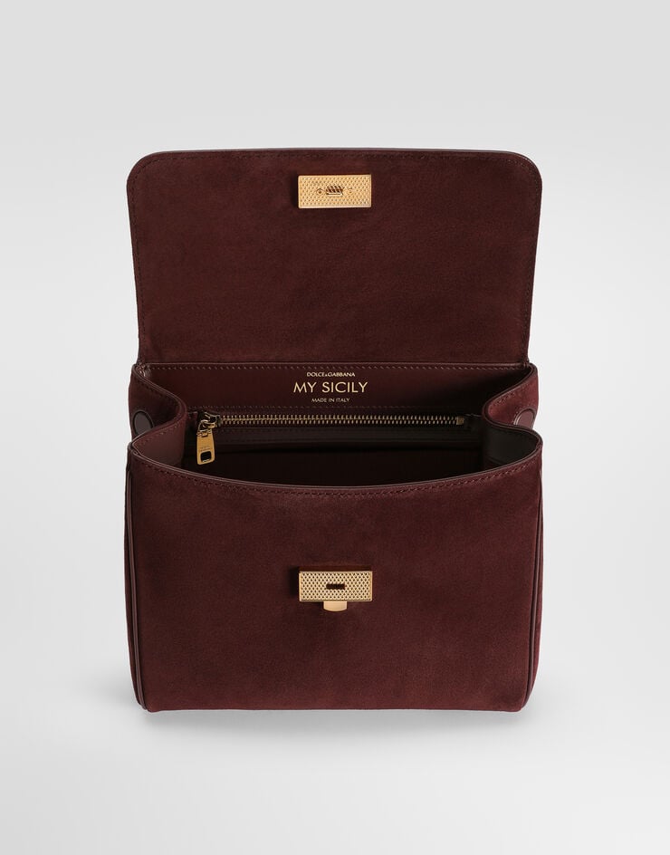 Dolce & Gabbana حقيبة يد My Sicily صغيرة من جلد طبيعي محبّب Bordeaux BB7781BO903