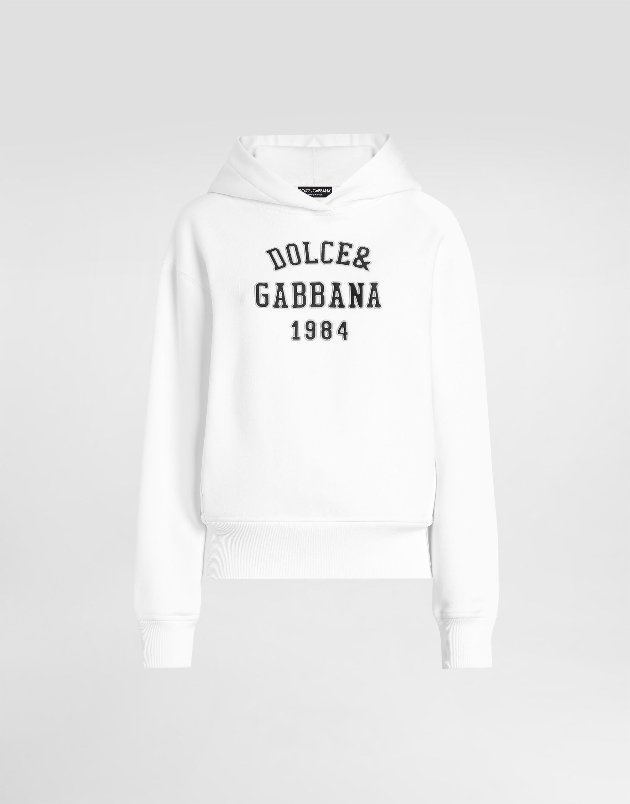Cotton sweatshirt with embroidery in White for Women | Dolce&Gabbana®