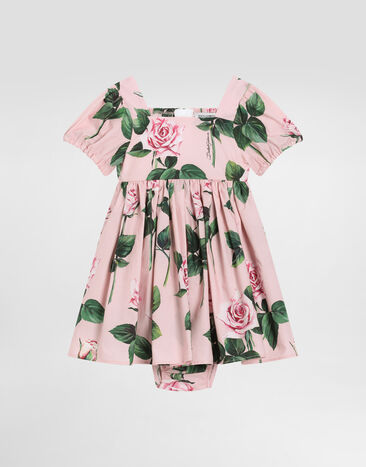 Dolce & Gabbana Rose-print poplin dress Print L23DW2FI5KS