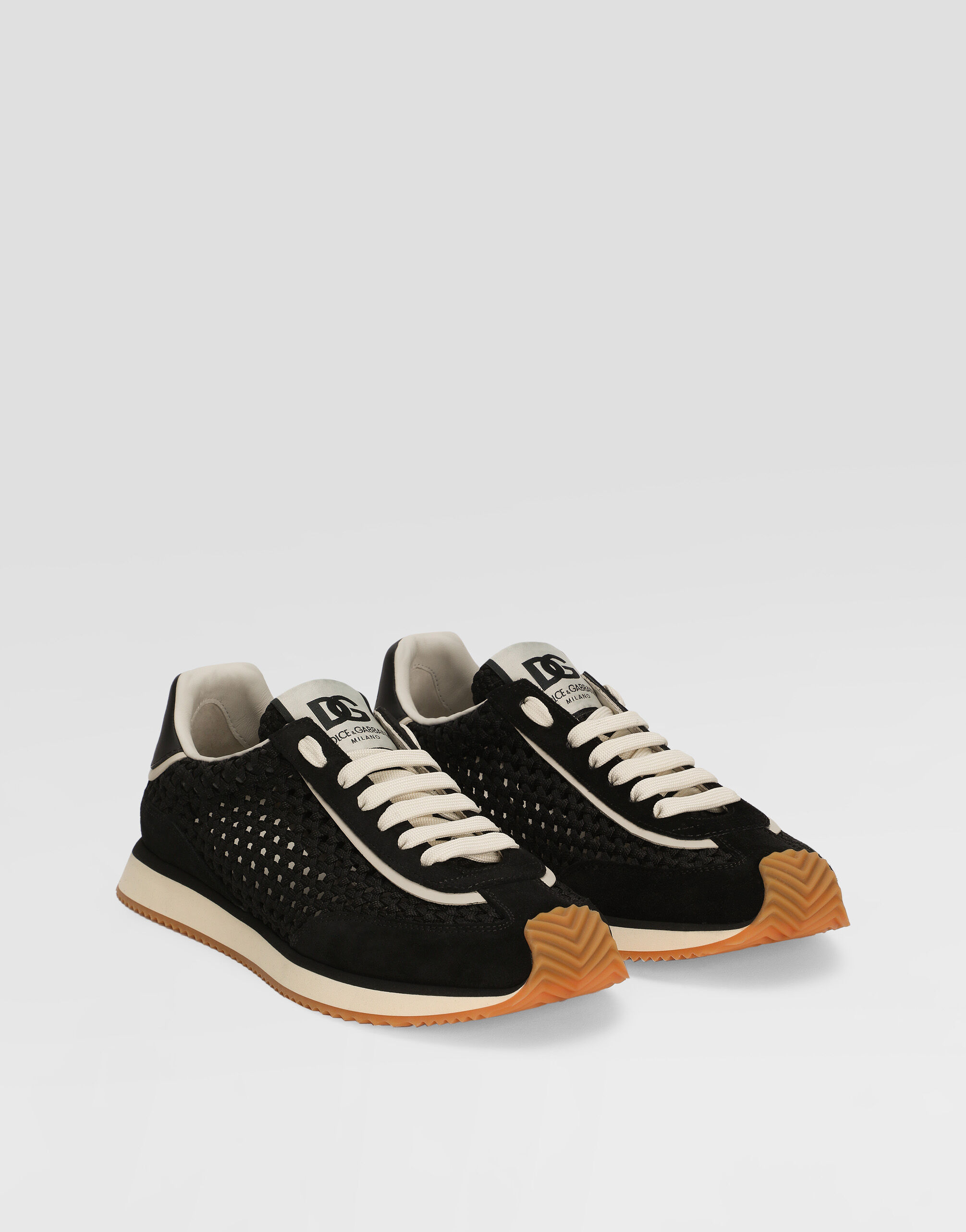 DOLCE & GABBANAクッション コットンギャバジン ２個セット Mixed-material DG Cushion sneakers in Black for Men