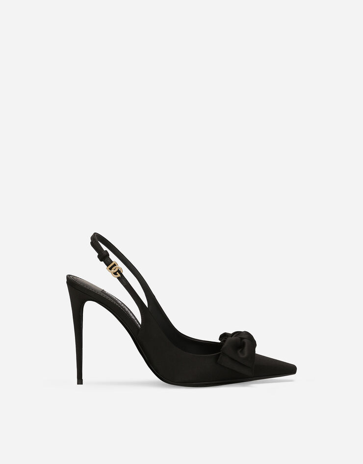 Dolce & Gabbana リボン ディテール サテン スリングバックパンプス ブラック CG0844A3I64