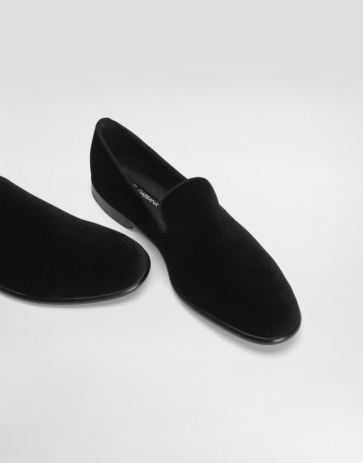 Dolce & Gabbana Black Polyester Velvet Slides Slipper Shoes