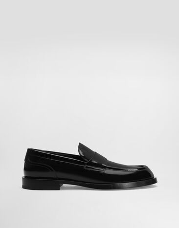 Dolce&Gabbana Mokassin aus glänzendem Kalbsleder Schwarz A30200A1037