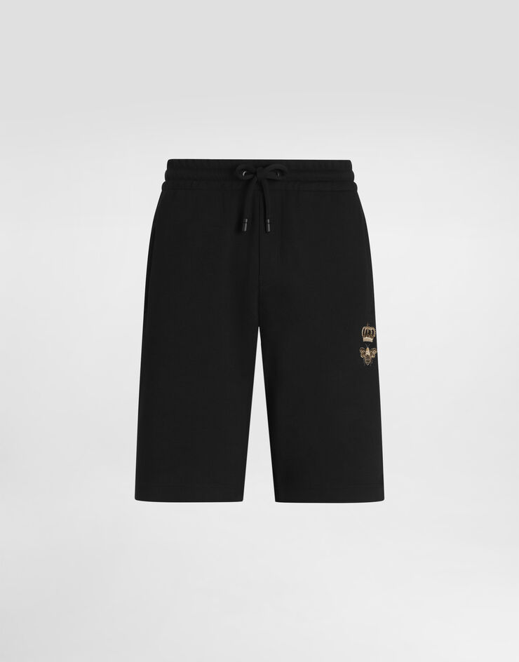 Dolce & Gabbana Stretch cotton shorts with branded tag Noir GVC4HTFUFMJ