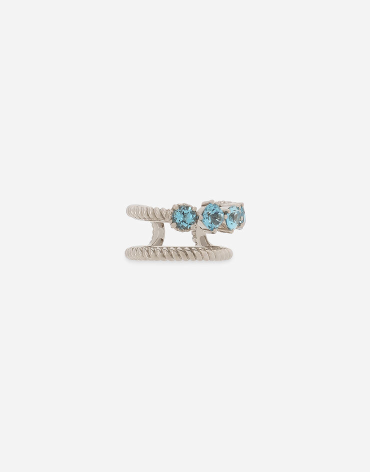 Dolce & Gabbana Mono boucle d’oreille double ear cuff en or blanc 18 ct avec topazes bleu suisse Blanc WSQA7GWTOLB