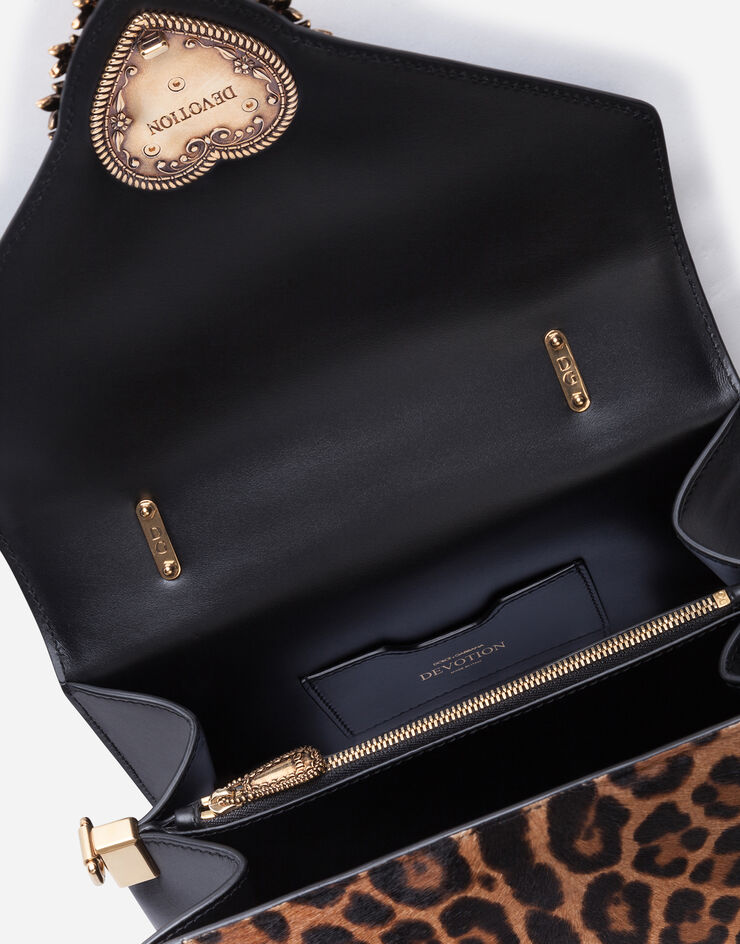 Dolce & Gabbana Medium Devotion bag in pony skin effect calfskin with leopard print ANIMALIER PRINT BB6727AJ166