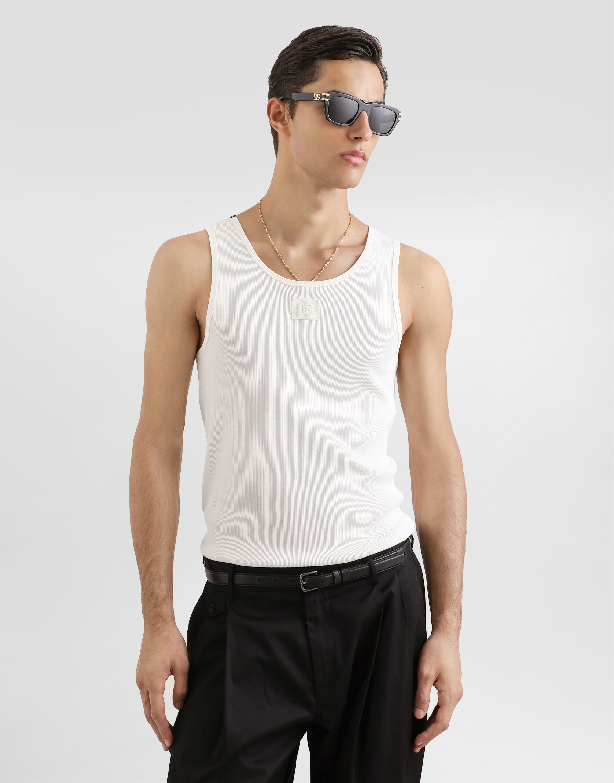 Whiteのメンズ Cotton tank top | Dolce&Gabbana®