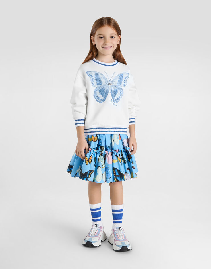 Dolce & Gabbana Felpa girocollo con farfalla e logo DG Bianco L5JWBEG7OJ2