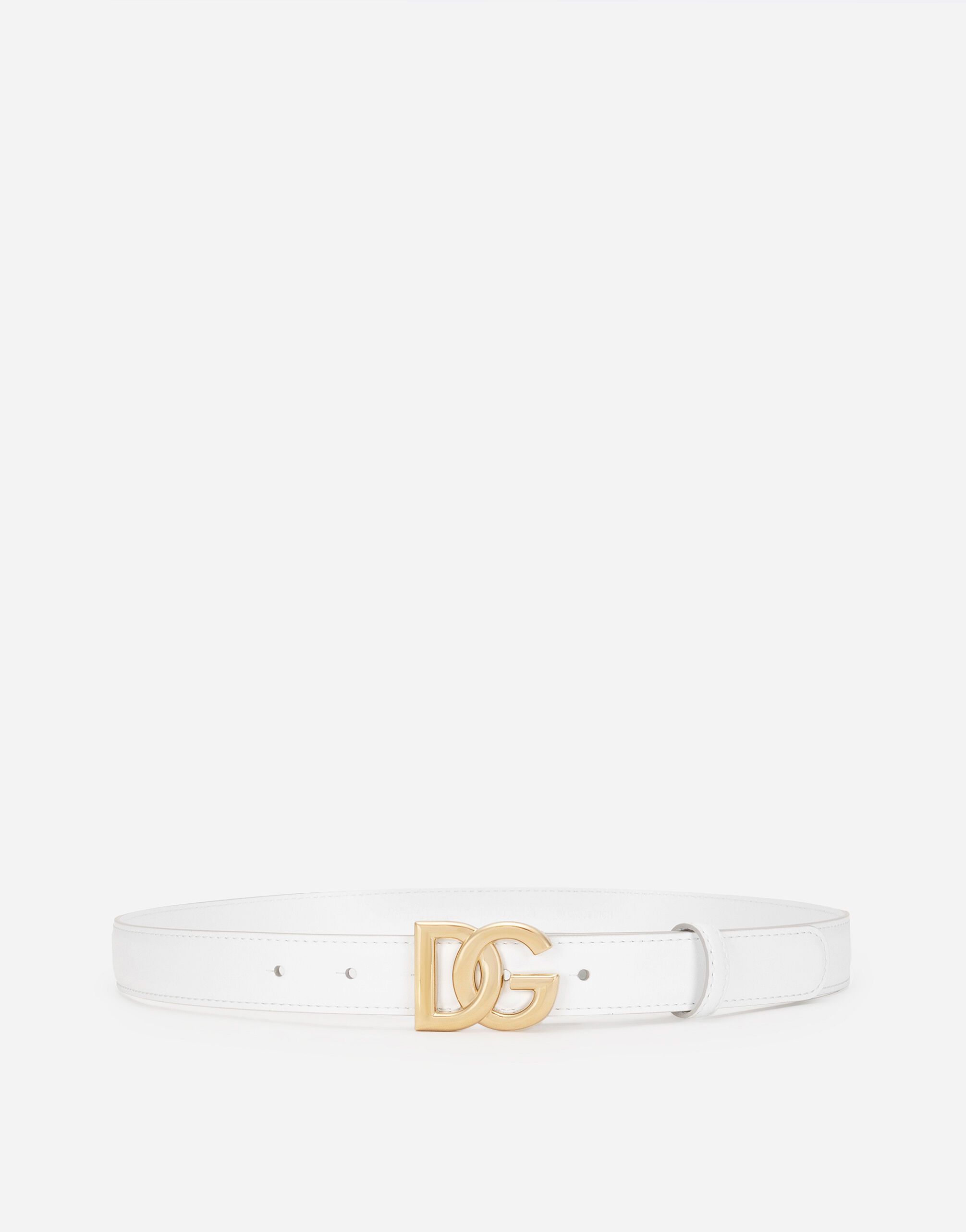 Dolce & Gabbana Calfskin belt with DG logo White BE1447AW576