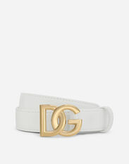 Dolce & Gabbana Calfskin belt with DG logo White F0D1QTFU600