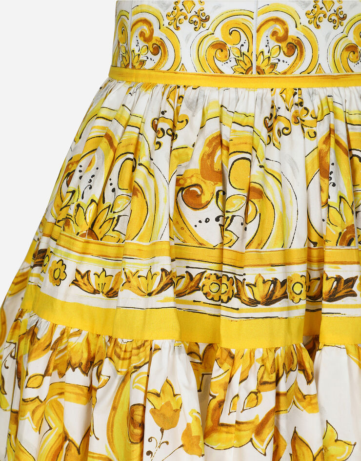 Dolce & Gabbana Short circle skirt in majolica-print cotton Print F4CB1THH5DV
