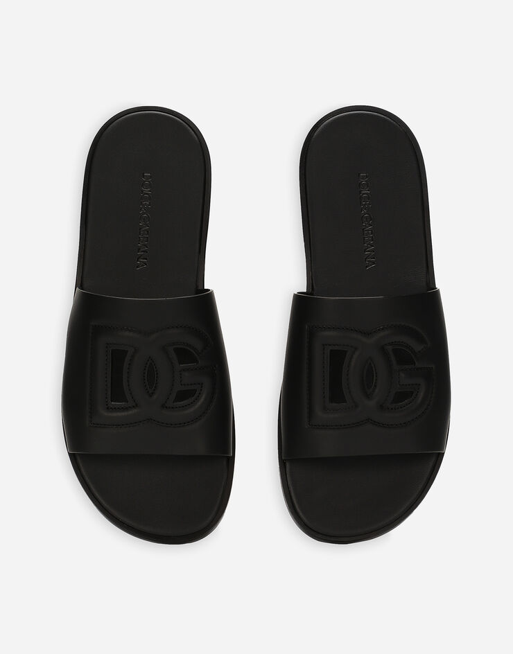 Calfskin slide in Black for | Dolce&Gabbana® US