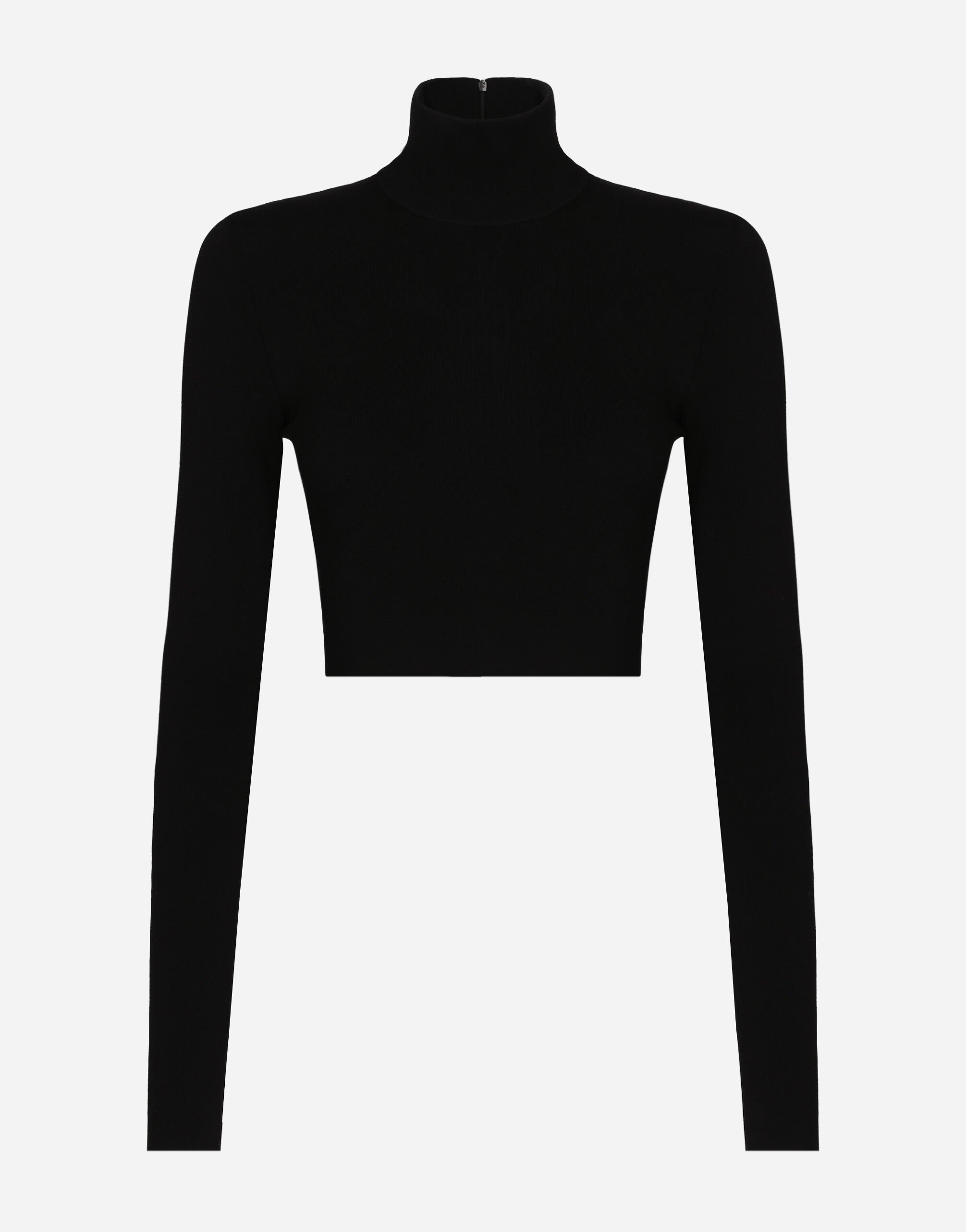 Dolce & Gabbana Cropped turtle-neck top Black FXV15ZJFMBC