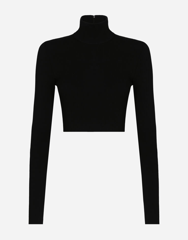 Dolce&Gabbana Maglia cropped a collo alto Black FXL12TJFME6