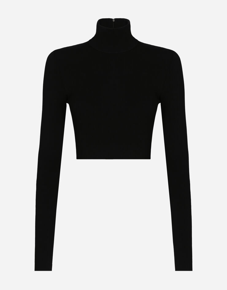 Dolce&Gabbana Cropped turtle-neck top Black FXL12TJFME6