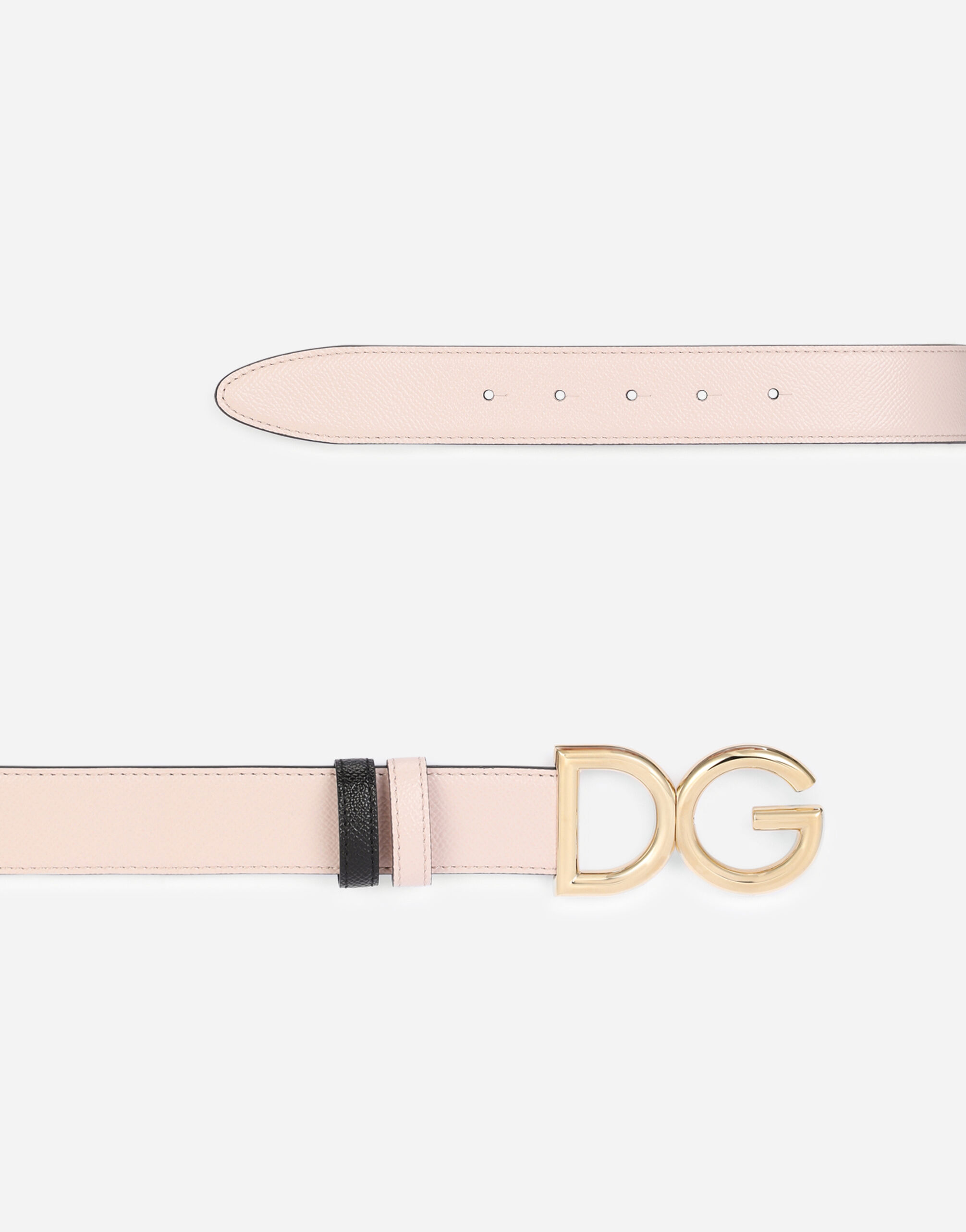 Reversible dauphine calfskin belt with DG logo