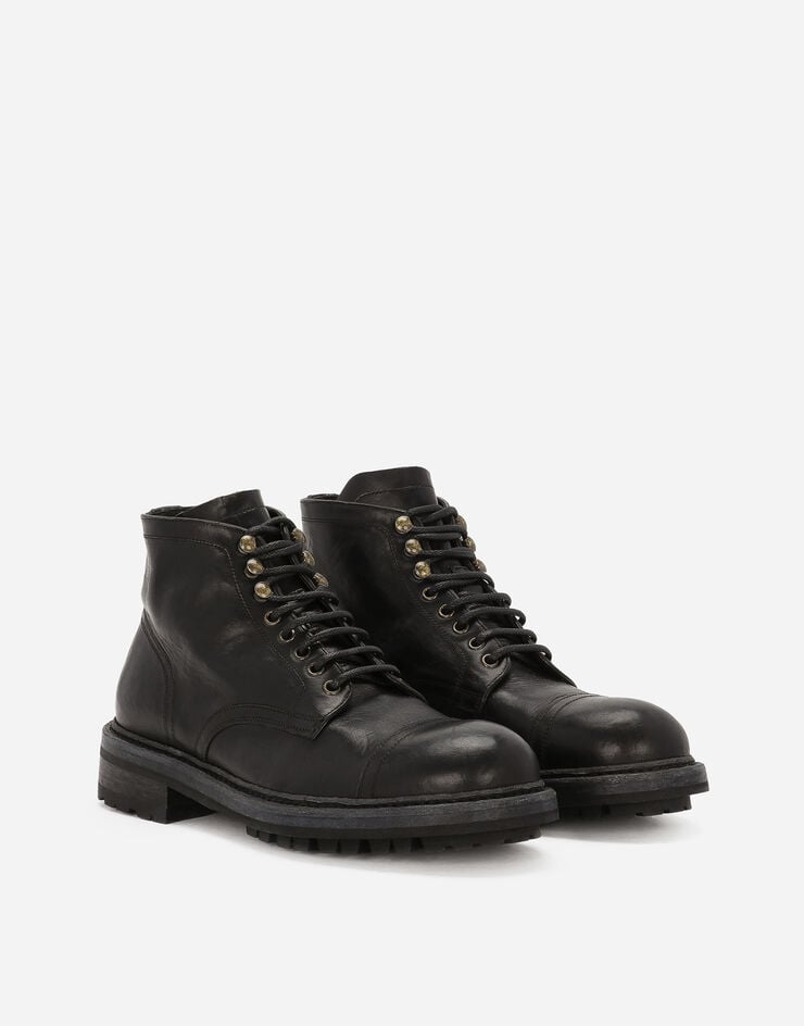 Dolce&Gabbana حذاء بوت برقبة للكاحل جلدي أسود A60316AO018