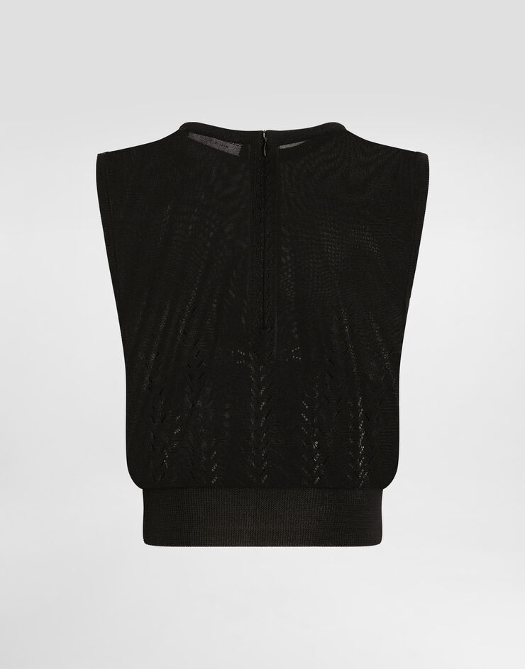 Dolce & Gabbana Sleeveless silk sweater Black FXT47TJBSLL