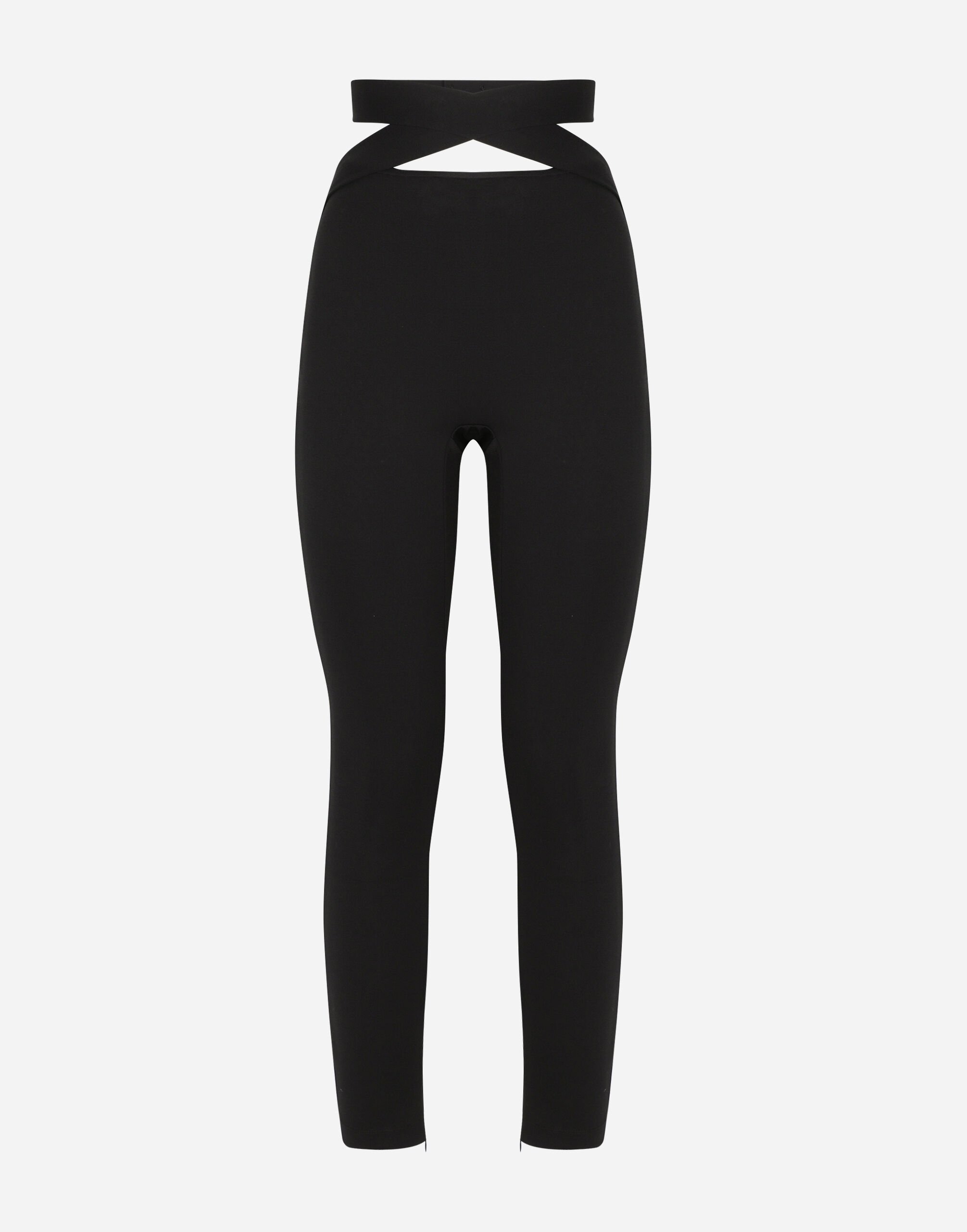 Dolce & Gabbana Viscose pants with strap detail Black F772NTFURL6