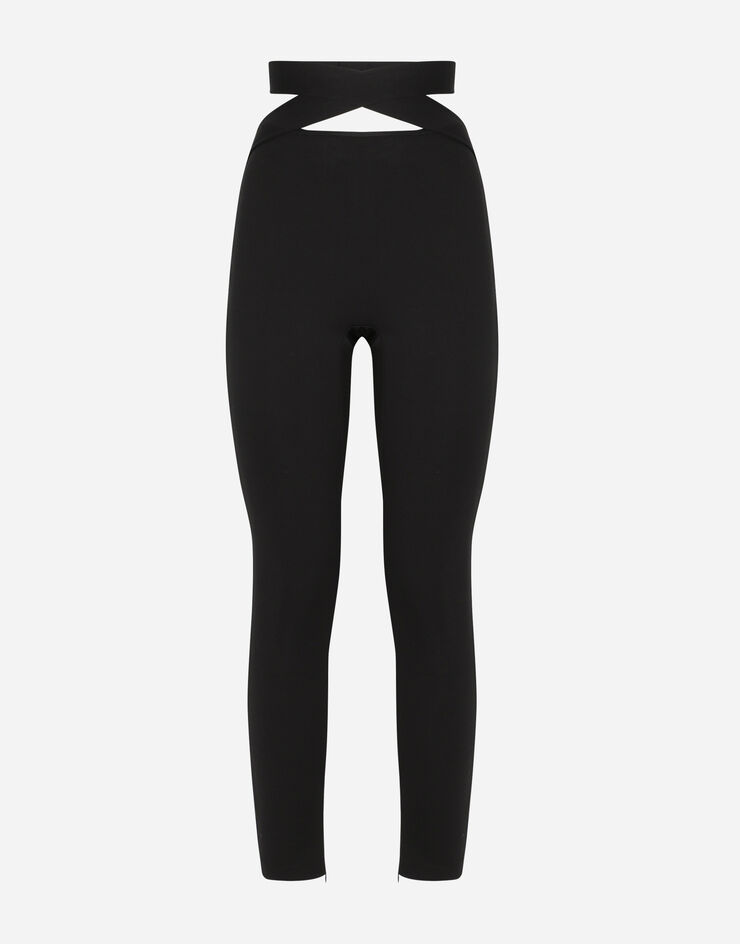 Viscose pants with strap detail in Black for