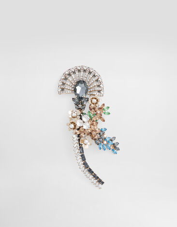 Dolce & Gabbana Maxibroche floral con strass Multicolor WPR7F6W1111