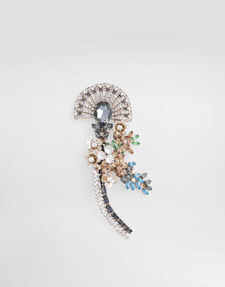 Dolce & Gabbana Maxibroche floral con strass Multicolor WPR7F6W1111