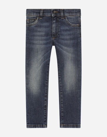 Dolce & Gabbana Vaqueros slim de denim elástico azul lavado Imprima L43Q47FI5JO