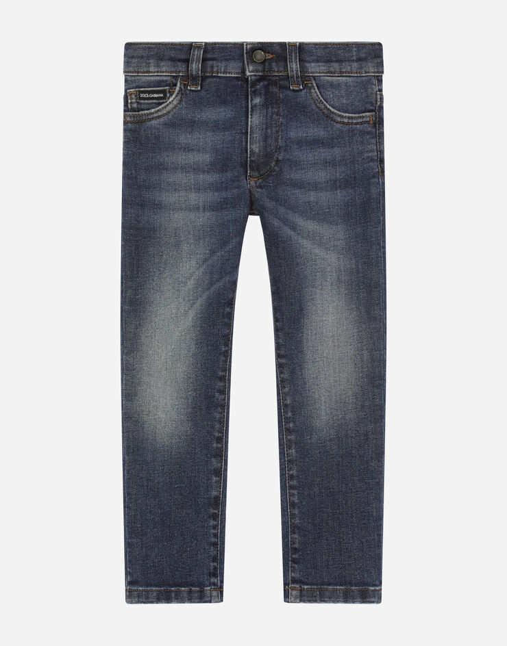 Dolce & Gabbana Jeans Slim aus gewaschenem blauem Stretchdenim Blau L41F96LDB06