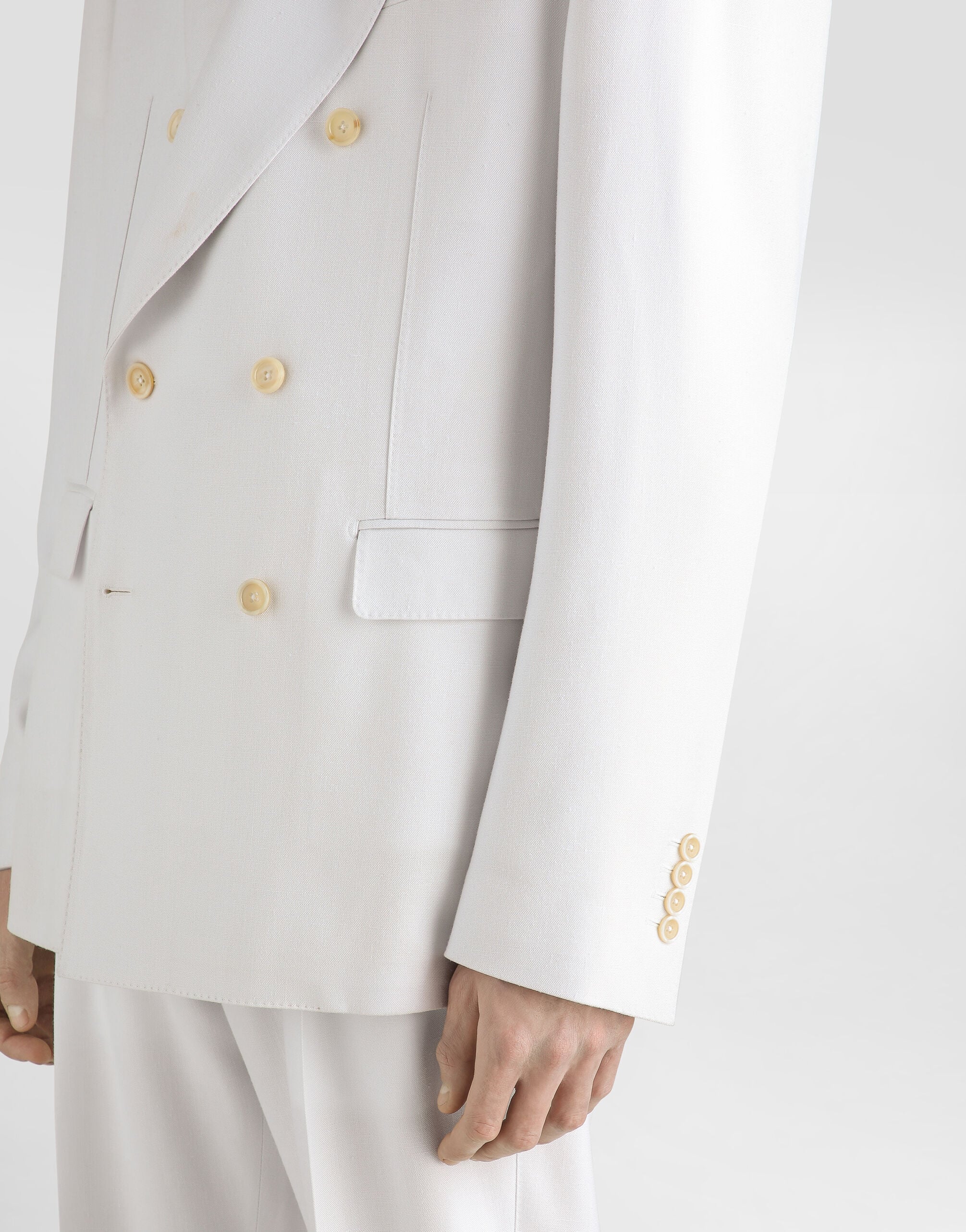 Sicilia light double-breasted viscose jacket in White for Men