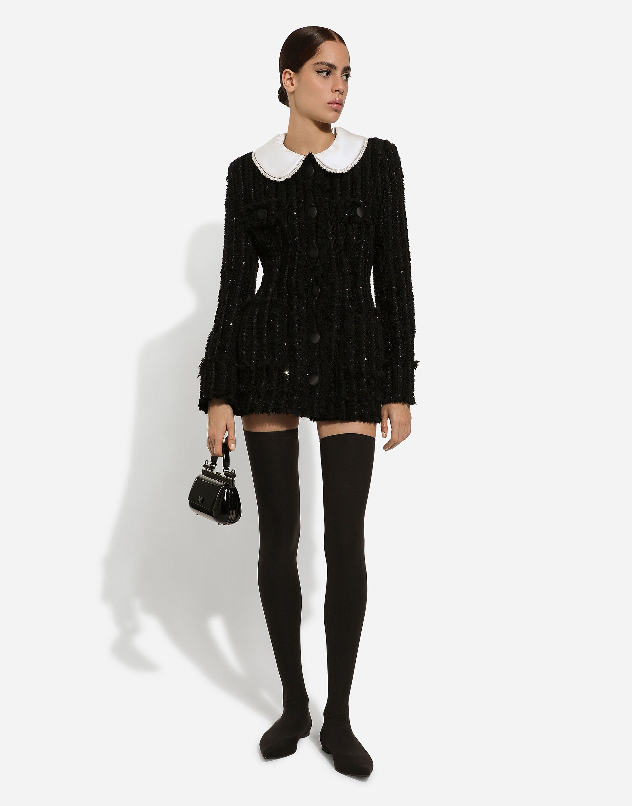 Stretch jersey thigh high boots in Black for Women Dolce Gabbana US