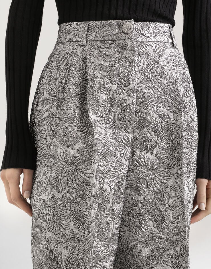 Dolce & Gabbana Lamé floral jacquard trousers Dolce & Gabbana Lamé floral jacquard trousers Silver FTC9BZFJZAL