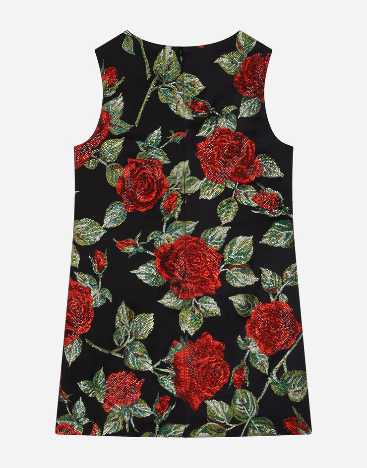 DolceGabbanaSpa Sleeveless dress in rose-print charmeuse Multicolore L53DP3FSA5V