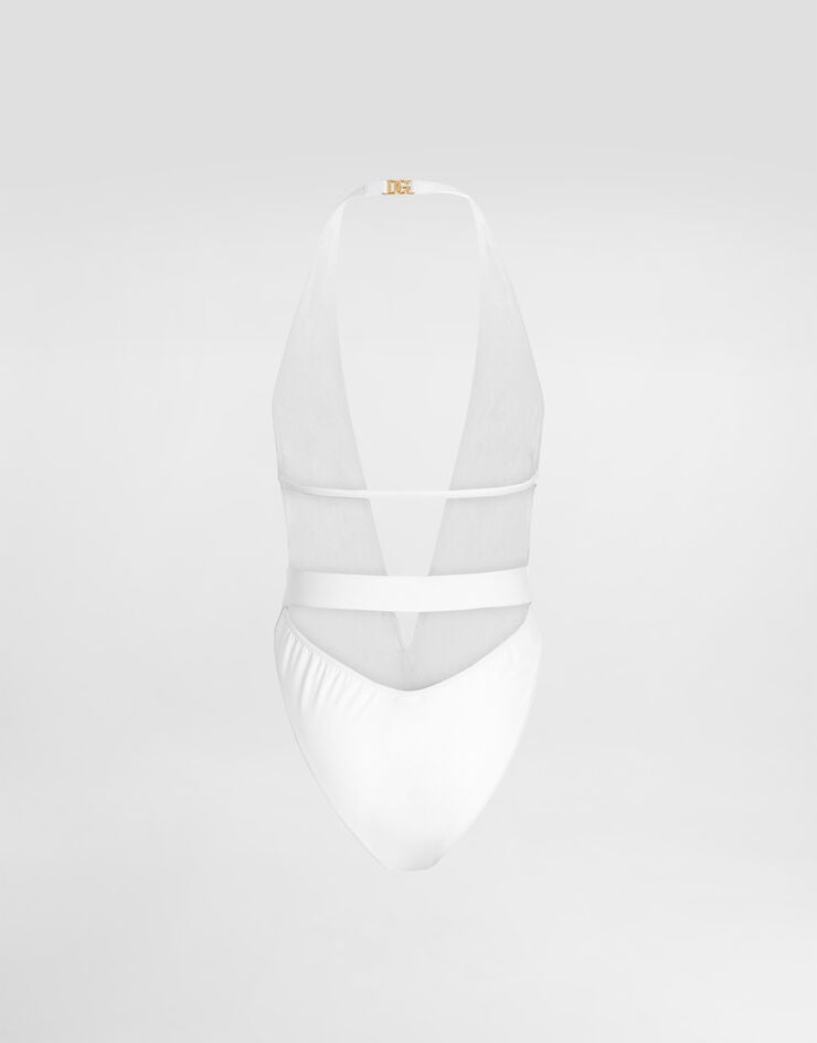 Dolce & Gabbana One-piece swimsuit with plunging neck and belt Dolce & Gabbana One-piece swimsuit with plunging neck and belt White O9B74JONO12