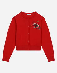 Dolce & Gabbana Cotton cardigan with floral patch Red EB0003A1067