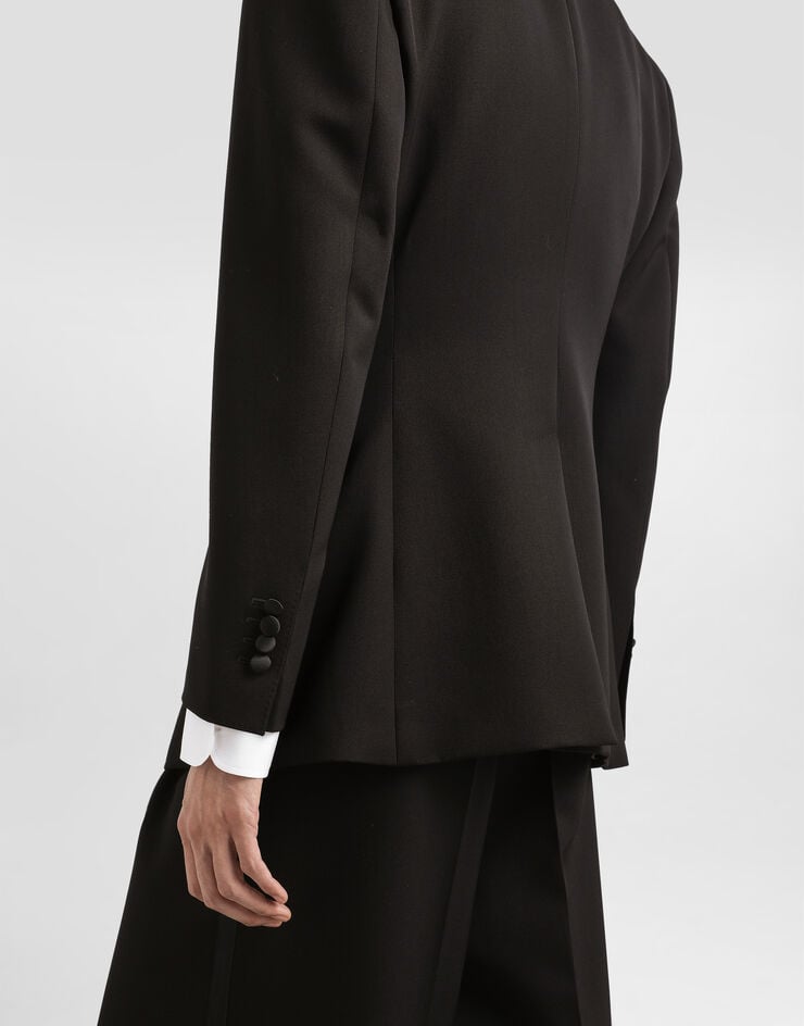 Dolce & Gabbana جاكيت من مزيج صوف وحرير بصف أزرر مفرد Black G2VO2TGJ865