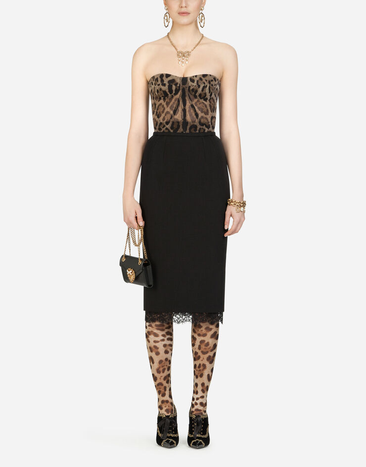 Dolce & Gabbana Corpiño de tul con estampado de leopardo Multicolor F73V4TFSEGZ
