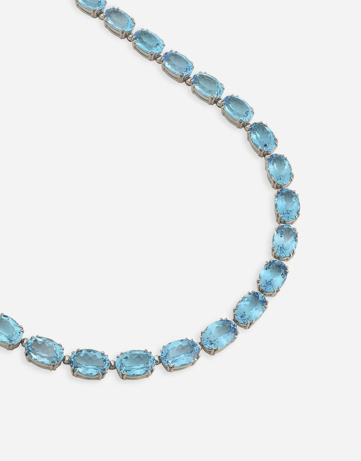 Dolce & Gabbana Anna necklace in white gold 18kt with light blue topazes Weiss WNQA5GWTOLB